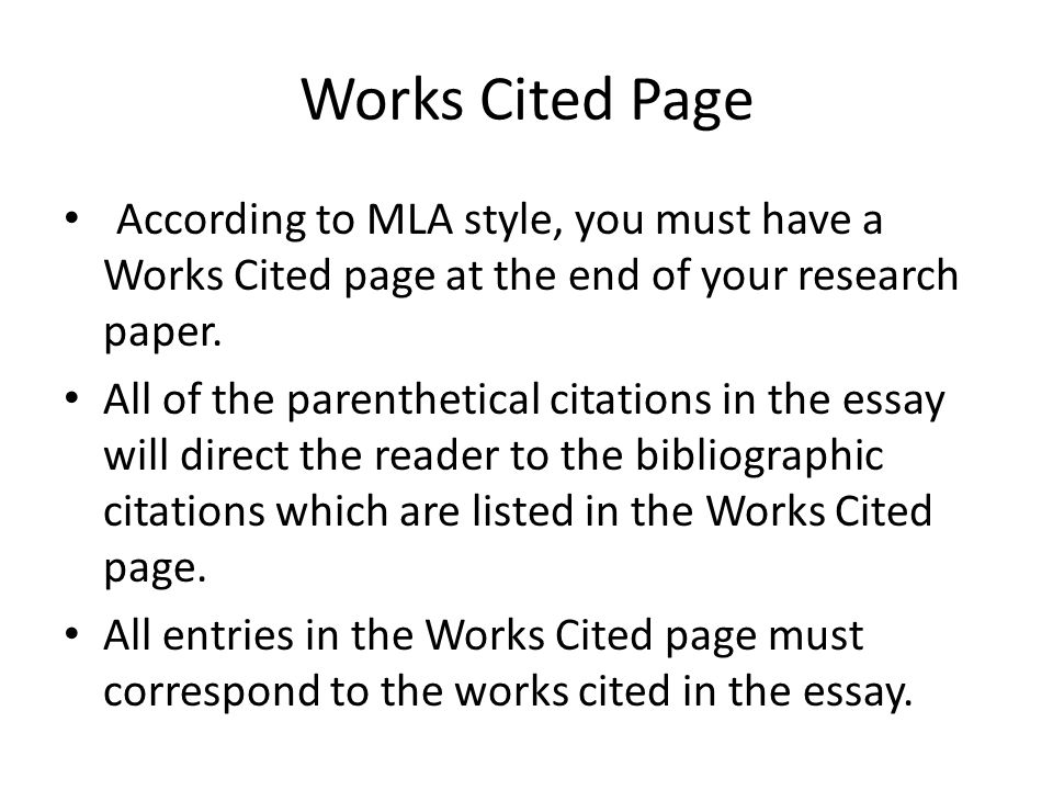 how to write a research paper work cited page